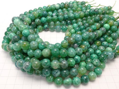 Green fire agate Round 10 mm half or 1 strand beads (aprx.15 inch / 37 cm)