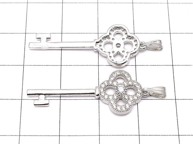 Key Parts with Metal Parts CZ (Key) Motif Pendant 33 x 13 mm Silver Color 1 pc $2.99!