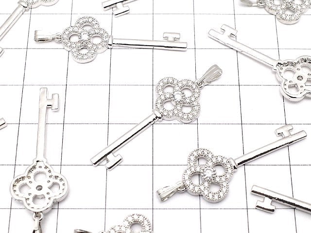 Key Parts with Metal Parts CZ (Key) Motif Pendant 33 x 13 mm Silver Color 1 pc $2.99!