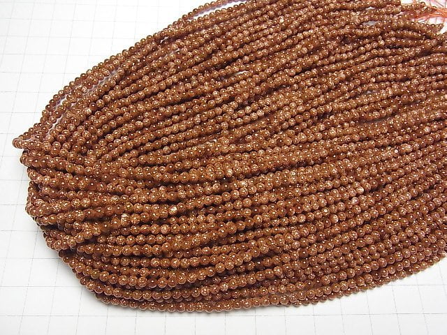 [Video]Golden Sand Stone Round 3mm 1strand beads (aprx.15inch/36cm)
