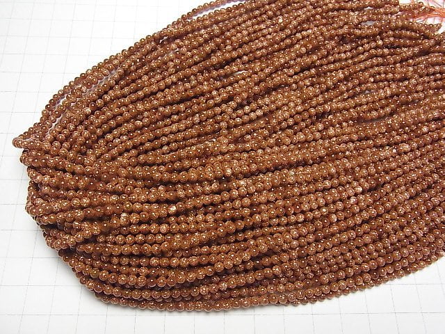 [Video]Golden Sand Stone Round 3mm 1strand beads (aprx.15inch/36cm)