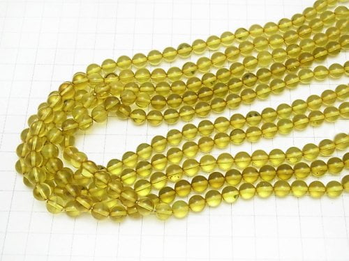 [Video] Green Amber AAA Round 7.5mm 5pcs or 1strand beads (aprx.15inch / 38cm)