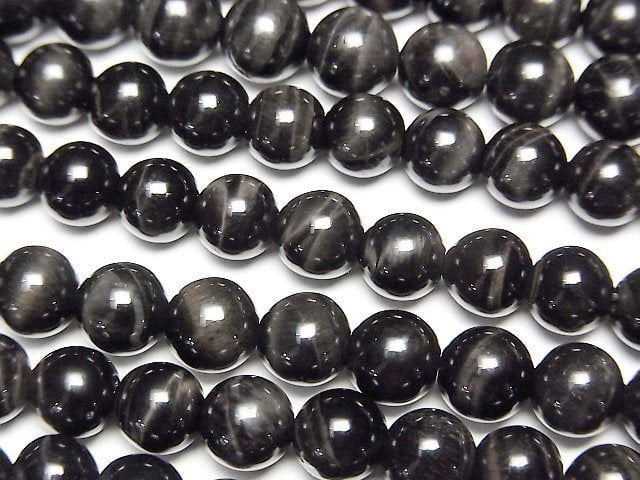 [Video] Black Tiger's Eye AAA Round 6mm 1strand beads (aprx.15inch/37cm)