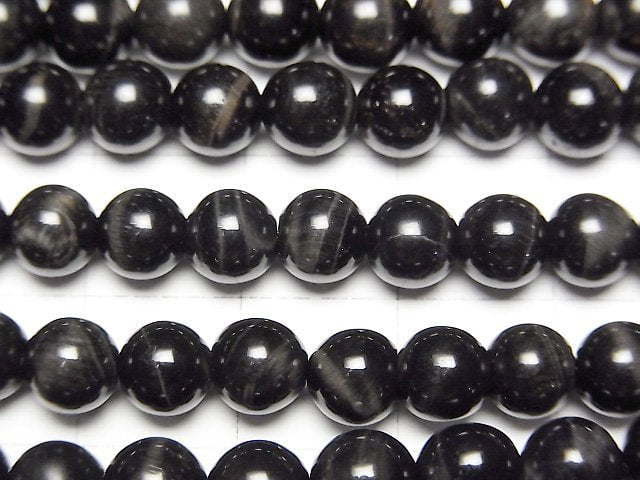 [Video] Black Tiger's Eye AAA Round 6mm 1strand beads (aprx.15inch/37cm)