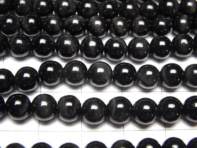 [Video] Black Tiger's Eye AAA Round 6mm 1strand beads (aprx.15inch/37cm)