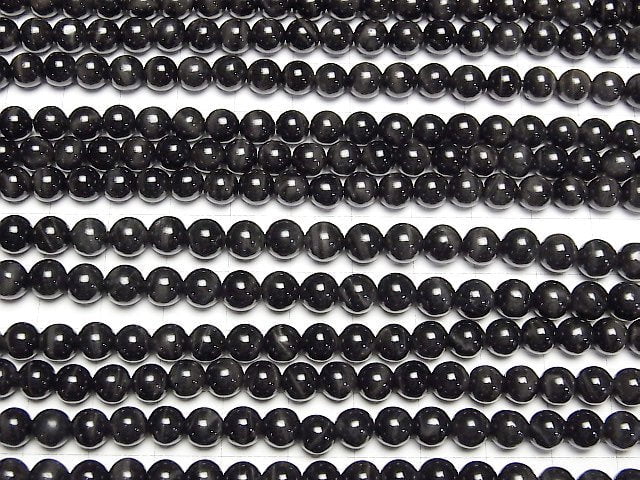 [Video] Black Tiger's Eye AAA Round 6mm 1strand beads (aprx.15inch/37cm)