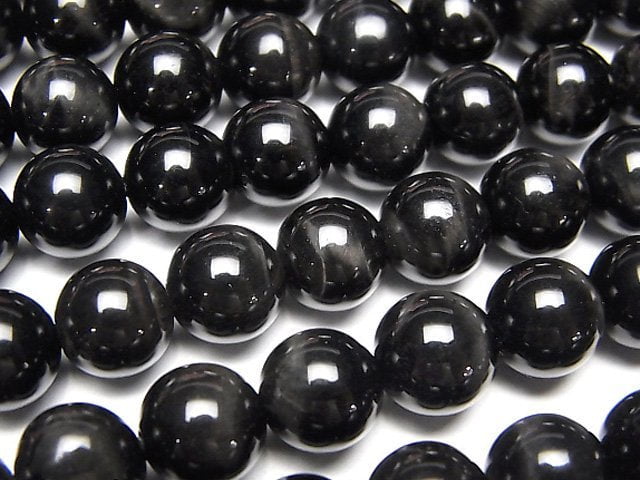 [Video] Black Tiger's Eye AAA Round 8mm half or 1strand beads (aprx.15inch/38cm)