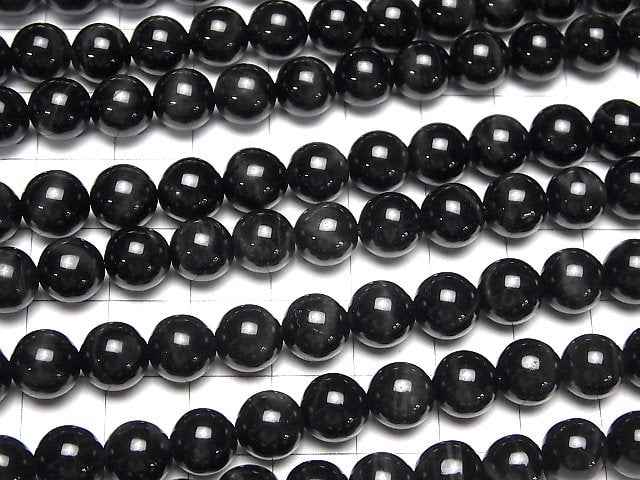 [Video] Black Tiger's Eye AAA Round 8mm half or 1strand beads (aprx.15inch/38cm)