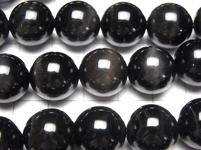[Video] Black Tiger's Eye AAA Round 14mm 1/4 or 1-strand beads (approx. 15 inches/36 cm)