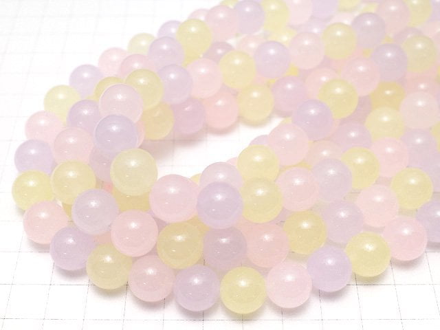 1strand $6.79! Pastel Mix Jade Round 12mm 1strand beads (aprx.15inch / 36cm)