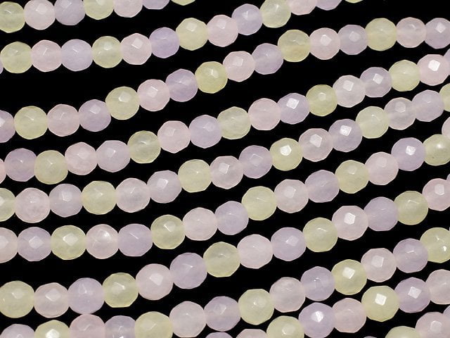 Pastel Mix Jade 64Faceted Round 6mm 1strand beads (aprx.15inch/38cm)