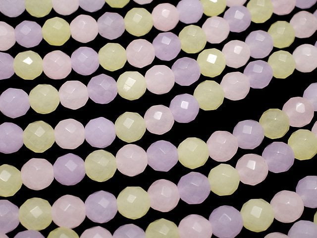 Pastel Mix Jade 64Faceted Round 8mm 1strand beads (aprx.15inch/36cm)