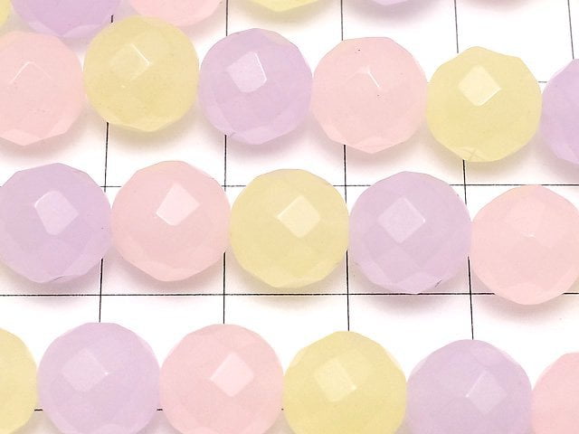 1strand $7.79! Pastel Mix Jade 64Faceted Round 10mm 1strand beads (aprx.14inch / 35cm)