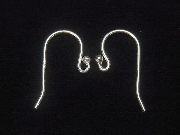 Silver925 Earwire [S-M][L] with round beads No coating 2 pairs (4 pieces)