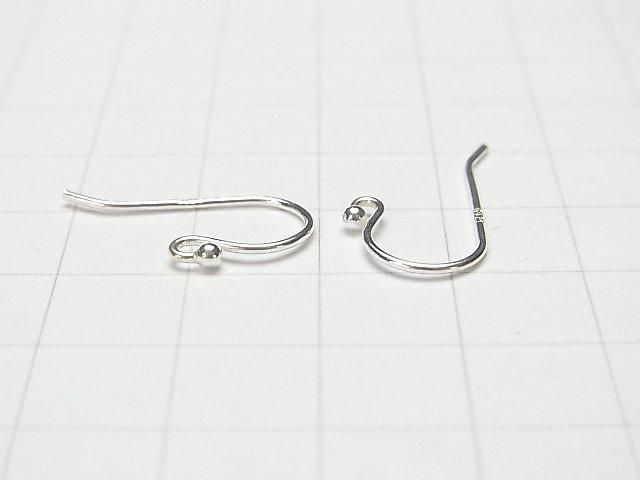 Silver 925 Earwire [S][M][L] with round beads, No coating, 1 pair
