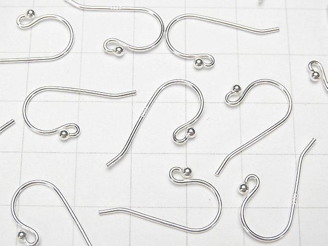 Silver 925 Earwire [S][M][L] with round beads, No coating, 1 pair