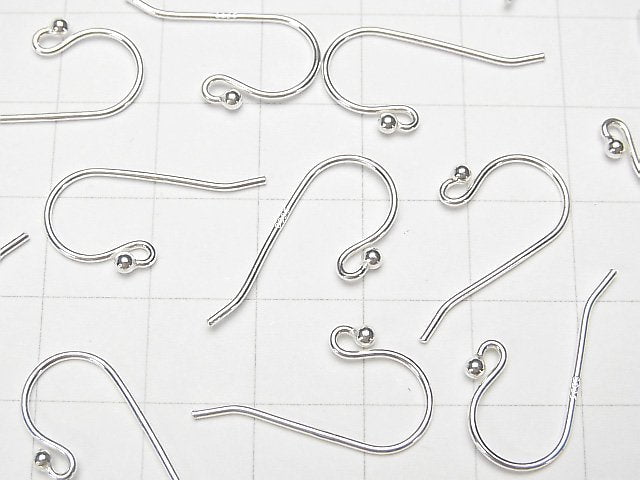 Silver925 Earwire [S-M][L] with round beads No coating 2 pairs (4 pieces)