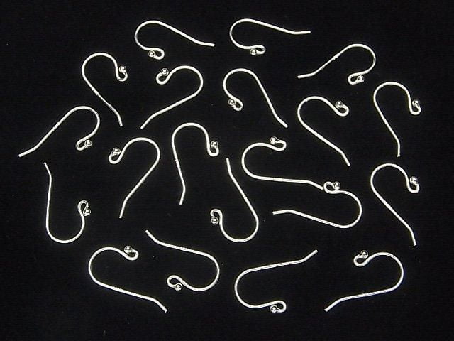 Silver 925 Earwire [S][M][L] with round beads, No coating, 1 pair