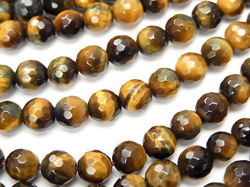 Faceted Round, Tiger's Eye Gemstone Beads