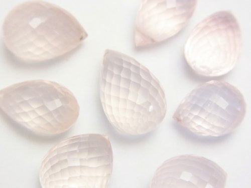 Drop, Faceted Briolette, Rose Quartz Gemstone Beads