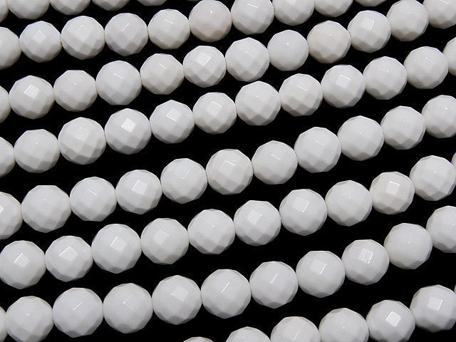 White Onyx AAA 64 Faceted Round 8 mm half or 1 strand beads (aprx.15 inch / 37 cm)