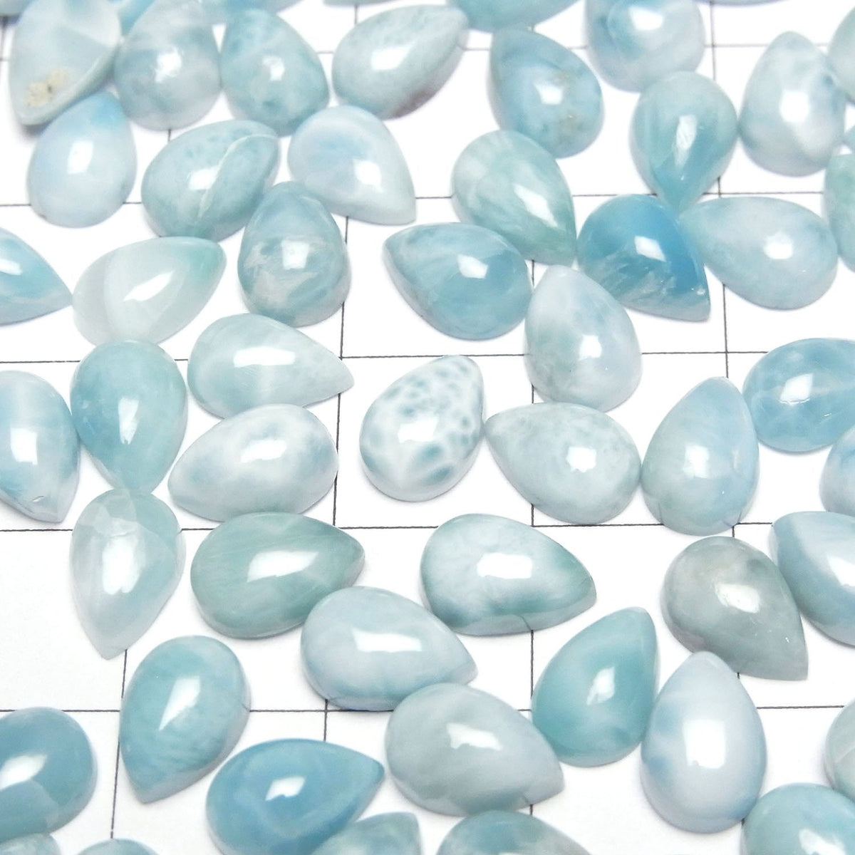 Larimar Pectolite AA cabochon poire 9x6mm 5 pièces
