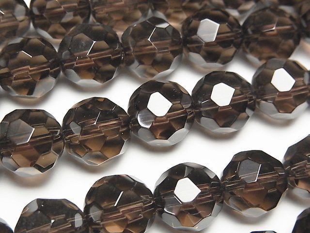 Faceted Round, Smoky Quartz Gemstone Beads