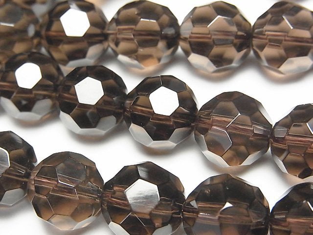 Faceted Round, Smoky Quartz Gemstone Beads