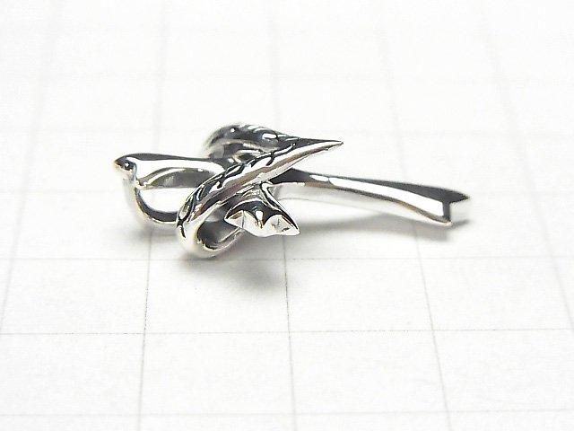 Silver 925 Heart Motif Cross Pendant 26x20x2mm 1pc