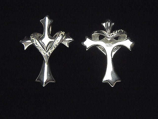 Silver925 Cross with heart motif Pendant 26x20x2mm 1pc