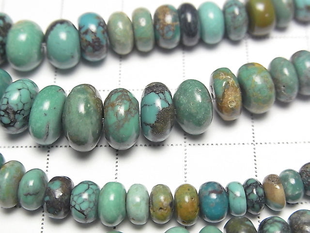[Video] Turquoise AA+ Rondelle Size Gradation half or 1strand beads (aprx.15inch/38cm)