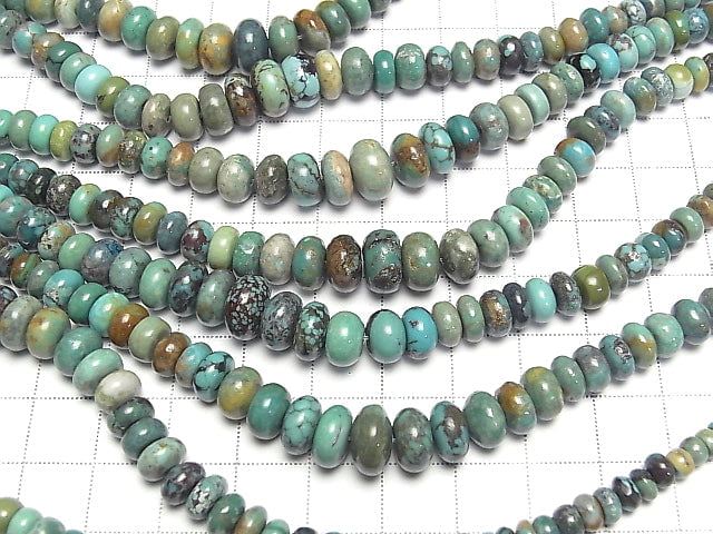 [Video] Turquoise AA+ Rondelle Size Gradation half or 1strand beads (aprx.15inch/38cm)
