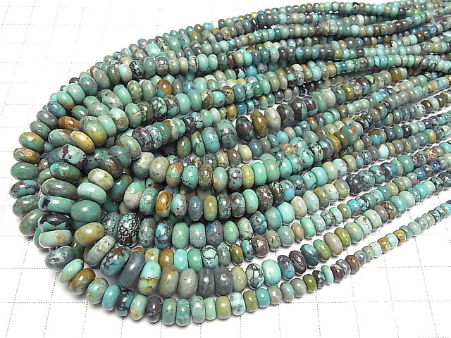 [Video] Turquoise AA+ Rondelle Size Gradation half or 1strand beads (aprx.15inch/38cm)