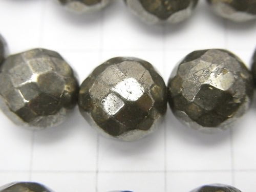 Golden Pyrite AAA Faceted Round 12 mm half or 1 strand beads (aprx.15 inch / 37 cm)