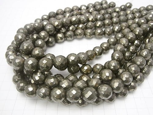 Golden Pyrite AAA Faceted Round 12 mm half or 1 strand beads (aprx.15 inch / 37 cm)