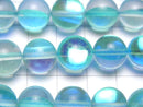 [Video] Aqua Blue Luna Flash Round 12mm half or 1strand beads (aprx.15inch/36cm)