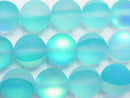 Frost Aqua Blue Luna Flash Round 12mm 1strand beads (aprx.15inch/36cm)
