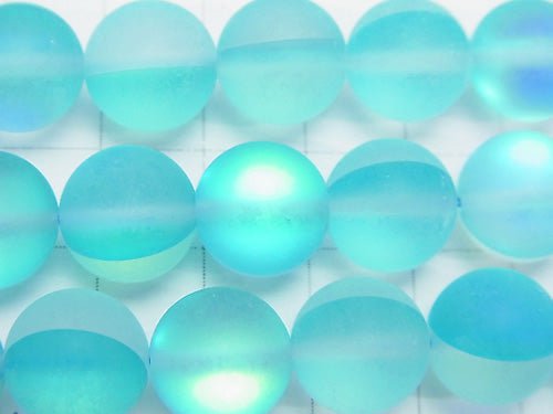 Frost Aqua Blue Luna Flash Round 12mm 1strand beads (aprx.15inch/36cm)