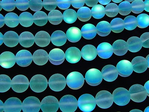 Frost Aqua Blue Luna Flash Round 12mm 1strand beads (aprx.15inch/36cm)