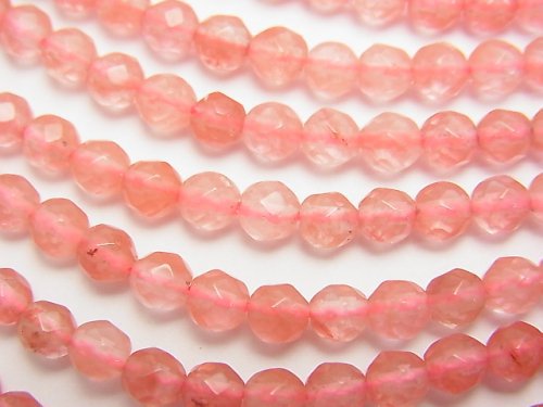 Cherry & Blueberry Quartz Glass, Faceted Round Synthetic & Glass Beads