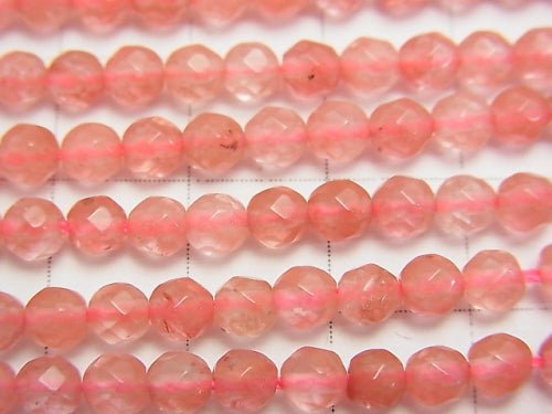 1strand $3.79! Cherry Quartz Glass  32Faceted Round 4mm 1strand beads (aprx.15inch/36cm)