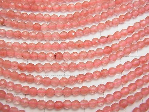 1strand $3.79! Cherry Quartz Glass  32Faceted Round 4mm 1strand beads (aprx.15inch/36cm)