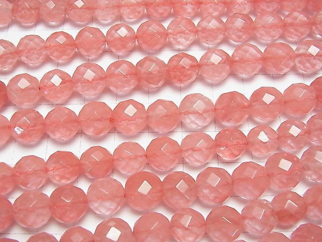 1strand $5.79! Cherry Quartz Glass  64Faceted Round 10mm 1strand beads (aprx.15inch/36cm)