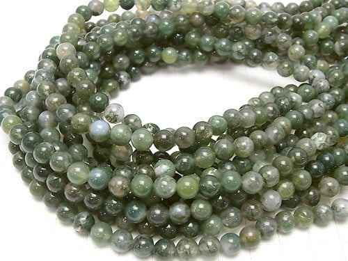 [Video] Moss Agate  Round 6mm 1strand beads (aprx.15inch/36cm)
