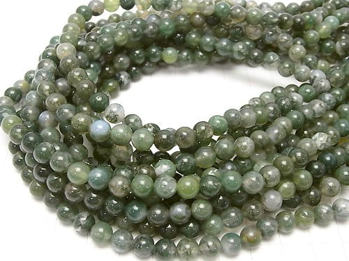 1strand $4.79! Moss Agate  Round 6mm 1strand beads (aprx.15inch/36cm)