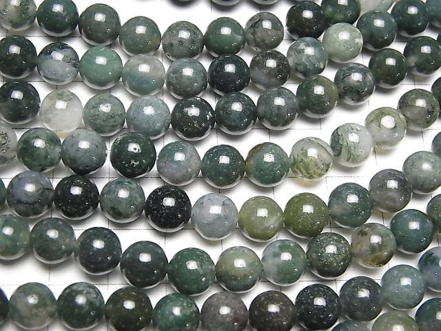 Moss Agate  Round 8mm 1strand beads (aprx.15inch/38cm)