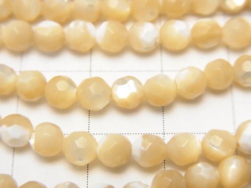 High Quality! Mother of Pearl MOP Beige Faceted Round 4mm 1strand beads (aprx.15inch/38cm)