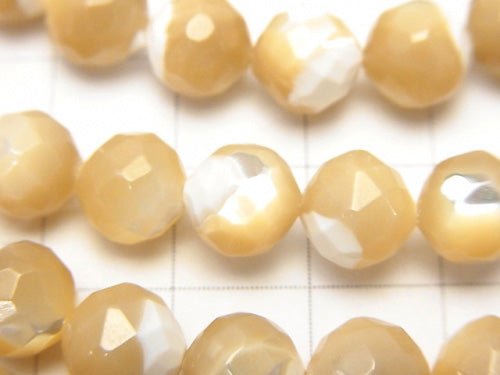 1strand $9.79! Mother of Pearl MOP 64 Faceted Round 8mm beige 1strand beads (aprx.15inch / 38cm)
