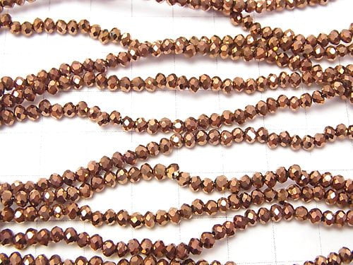 1strand $1.79! Glass Beads  Faceted Button Roundel 3x3x2.5 Bronze 1strand beads (aprx.15inch / 36cm)