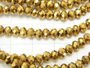 Glass Beads  Faceted Button Rondelle 4 x 4 x 3 mm Gold 1 strand beads (aprx.17 inch / 42 cm)